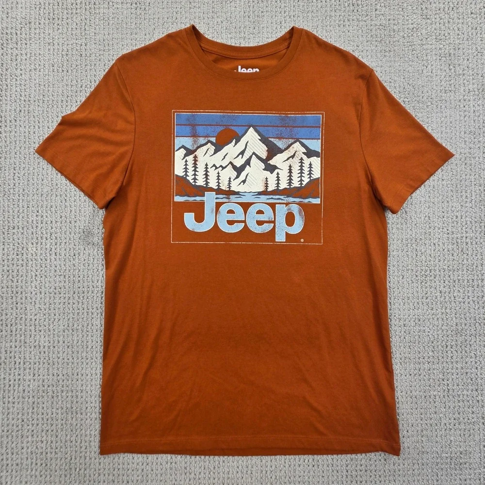 Jeep‎ Graphic T-Shirt Burnt Orange Mountain Adventure Short Sleeve Mens Medium